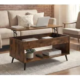 VASAGLE Couchtisch höhenverstellbar, Wohnzimmertisch, rechteckig, Stauraum (inkl. Zubehörpaket & Anleitung, aufklappbar), Schreibtisch, Basis-Höhenverstellung, Kaffeetisch 50 x 100 x 45/58,5cm braun|schwarz Mit Holzgestell