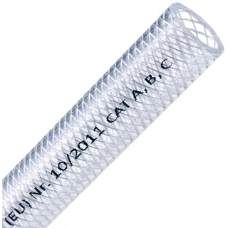 FLEXTUBE TX Ø 13mm x 3mm (1/2 Zoll), 50m lang PVC Schlauch mit Gewebe, Lebensmittelecht durchsichtig flexibel Druckschlauch Druckluftschlauch Lebensmittelschlauch Wasserschlauch Luftschlauch