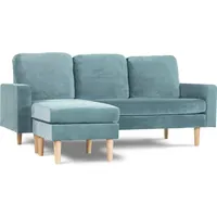 Ecksofa reversibel aus Samt "Gabby" - 3-Sitzer - Entenblau - Blau