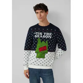s.Oliver Weihnachtspullover mit Peanuts-Motiv Blau / Mehrfarbig XL