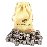Waldfelsen 6, 12, 20, 30 oder 50 hochqualitative Holzwürfel aus echtem Buchenholz Augenwürfel Spielwürfel aus Holz in 16 mm Standardwürfel mit Stoffbeutel Würfelset (Silber, 50 Stück)