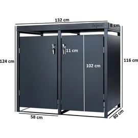 Zelsius Mülltonnenbox mit Pflanzdach für zwei 120 - 240 Liter Mülltonnen, Anthrazit RAL 7016