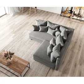 DeLife Ecksofa Clovis Grau Flachgewebe Ottomane Links modular - Grau