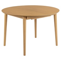 AC Design Furniture Monty Ausziehbarer Esstisch für 6 Personen, Runde Tischplatte aus Weiß Pigmentiertem Eichenfurnier mit Runden Beinen, Küchentisch mit Ausziehplatte, Ø: 115 x H: 75 cm