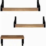 Intirilife Wandregal 3-tlg. 42 x 12 x 10,5 cm Braun/Schwarz
