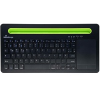 MediaRange kompakte Multi-pairing Funk-Tastatur mit 78 Tasten und Touchpad, schwarz/grün, Bluetooth, DE (MROS131)