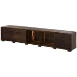 MASSIVMOEBEL24.DE TV-Board Akazie 235x40x47 dunkelbraun lackiert BARK #216 - 2 Jahre Gewährleistung - mind. 14 Tage Rückgaberecht - Braun