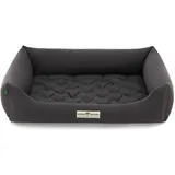 HOUND & NATURE | Orthopädisches Hundebett Zermatt, Gr. XXL für Sehr Große Hunde mit hohem Rand, Kuscheliges Hundesofa mit Hundekissen waschbar (XXL - 125x95 cm, Grau)