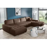 MEBLITO Ecksofa Big Sofa Eckcouch mit Schlaffunktion Bonari U Form Couch Sofagarnitur Aston 4 - Braun