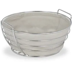 Relaxdays Brotkorb Metall, mit entnehmbarem Stoffeinsatz, rund, Frühstückskorb für Brot & Brötchen, Ø 23 cm, grau