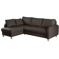 Ecksofa Compact Leder Braun Dunkelbraun