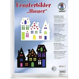 Ursus Fensterbild Häuser 24,8 x 33 cm Bunt/Schwarz