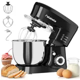 7MAGIC Küchenmaschine 1000W Leistungsstarke Knetmaschine, P+11 Geschwindigkeiten, 1000 W, 5,5 l Schüssel, Teigmaschine mit Rührhaken, Knethaken, Schlagbesen und Spritzschutz schwarz