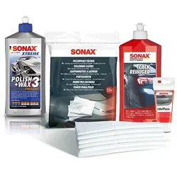 Sonax 1x 75ml SchleifPaste+Vlies+LackReiniger+Polish&Wax