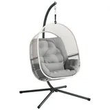 Outsunny Hängesessel oval Hellgrau 1-Sitzer mit Gestell