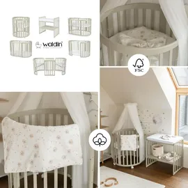 Waldin Babybett OWAL Kinderbett 7in1 mit Matratze, mitwachsendes Kinder-Bett