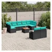 vidaXL Gartensofa-Set 10-tlg. Loungesofa schwarz