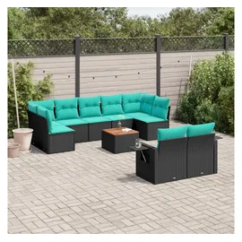 vidaXL Gartensofa-Set 10-tlg. Loungesofa schwarz