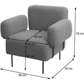 MCW Lounge-Sessel MCW-L83 Textil 88 x 78 x 76 cm Altrosa mit Fernbedienung