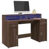 vidaXL LED-Schreibtisch Braun Eiche-Optik 140x55x91 Holzwerkstoff - Braun