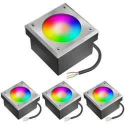 ledscom.de 4x LED Pflasterstein NEOLUM für außen, IP67, eckig, 10 x10cm, inkl. GX53 RGB Leuchtmittel, 670lm, Smart Home