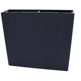 Spetebo XL Pflanzkasten anthrazit in Rattan Optik - 57 x 49 cm - Kunststoff Kubus Blumenkübel rechteckig - Outdoor Garten Blumentopf Pflanzkübel Blumenkasten
