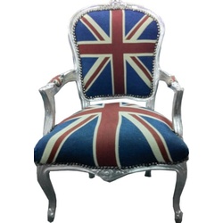 Casa Padrino  Barock Salon Stuhl Union Jack Design / Silber
