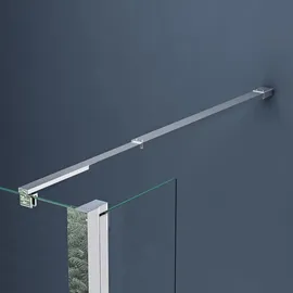 doporro Duschwand 50x200cm Walk-in mit 30cm Nebenteil, 8mm Duschabtrennung Bremen mit rechteckigem Stabilisator, aus Echtglas Esg-sicherheitsglas - Silber