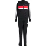 adidas Seasonal Essentials Tiberio 3-Streifen French Terry Jogginganzug Kinder JI6036 - black/white/pure ruby 128