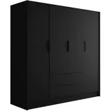 altdecor Kleiderschrank, Schwarz, Holzwerkstoff, 200x200x51 cm, Schlafzimmer, Kleiderschränke