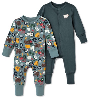 Tchibo - 2 Baby-Pyjamas - 1X Schieferbau, 1X Bauernhof-Alloverprint - Baby - Gr.: 74/80 - 1x schieferbau, 1x Bauernhof-Alloverprint - 74/80