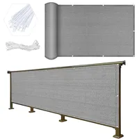 Balkon Sichtschutz 45 x 500 cm Uv-Schutz Windschutz Sonnenschutz Sichtschutz Balkonbespannung mit Ösen, Kabelbinder für Garten Balkon Terrasse, Grau