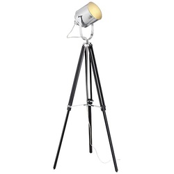 Brilliant Retro Vintage Stehleuchte Mettle Chrom/Schwarz E27 ohne Leuchtmittel