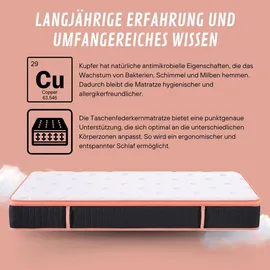 Arensberger Kupfermatratze mit Federkern & Kupferschaum + integrierter Topper | 140x200 cm Höhe 25cm Härtegrad H3/ H4 Taschenfederkern Weiß, Textil, Schlafzimmer, Matratzen Shop, Matratzen, Taschenfederkernmatratzen