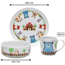 VAN WELL Kindergeschirr Set 3-teilig Fuchs und Freunde