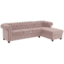 Home Affaire Chesterfield-Sofa HOME AFFAIRE "New Castle L-Form", rosa (flamingo), B:255cm H:72cm T:171cm, Sofas, hochwertige Knopfheftung in Chesterfield-Design, B/T/H: 255(171/72)