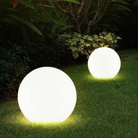 ETC Shop 2er Set LED Außen Leuchten Solar Kugel Strahler Terrassen Garten Beleuchtung Hof Steck Lampen