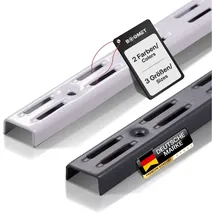 boomet Wandschienen 2-reihig Anthrazit 50cm · Farbe: · Menge: 4 · Regalsystem Wandschiene für Regalhalter · Wandregal Schienensystem für Regalträger