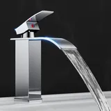 Wasserfall Wasserhahn Bad,Edelstahl Waschtischarmatur,Einhandmischer Armatur Waschbecken,Wassersparend,Verchromt (60cm Rohre inklusive)