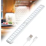 Odipie - 40 LED-Schrankleuchten, Bewegungsmelderleuchten für den Innenbereich, per usb wiederaufladbare LED-Lichtleiste, 4 Beleuchtungsmodi,