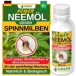 Power Neemöl gegen Spinnmilben mit Emulgator, sprühfertige Mischung für 25l Mischung, 250ml