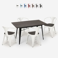 set 4 stühle  tisch 120x60cm industrieller stil Lix holz esszimmer caster wood