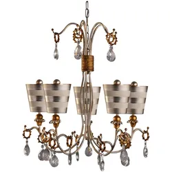 Tivoli Kronleuchter mit 5 Lichtern, Silber und Cremefarbene Patina