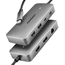 AXAGON HMC-CUB83X2, 7-in-1 Hub, USB-C HDMI & DP 4k/144Hz, RJ-45 PD 100W