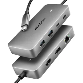 AXAGON HMC-CUB83X2, 7-in-1 Hub, USB-C HDMI & DP 4k/144Hz, RJ-45 PD 100W