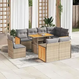 vidaXL Garten-Sofagarnitur 9-tlg. Loungeset beige