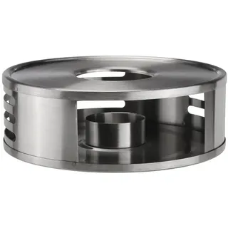 Spetebo Stövchen Stövchen aus Edelstahl - Ø 15 cm - Tee Tasse Kanne, (Komplett-Set, 2-tlg., Stövchen mit Edelstahl Einsatz), für Teekannen aus Gusseisen, Glas, Keramik, Ton und Eisen silberfarben