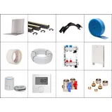 Selfio 80 m2 Set Tackersystem Faltplatte 25 mm WLG 045 16x2 Alu-Verbundrohr Raster 15 cm 6 Heizkreise LCD Regler 230 V + Zubehör