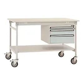 Manuflex Beistelltisch Complete Mobil Melamin Hellgrau 1.000 x 800 x 850 mm