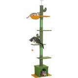 PawHut Kratzbaum Deckenhoch, Katzenbaum, 230-275 cm Katzenkratzbaum mit Katzenhöhle,